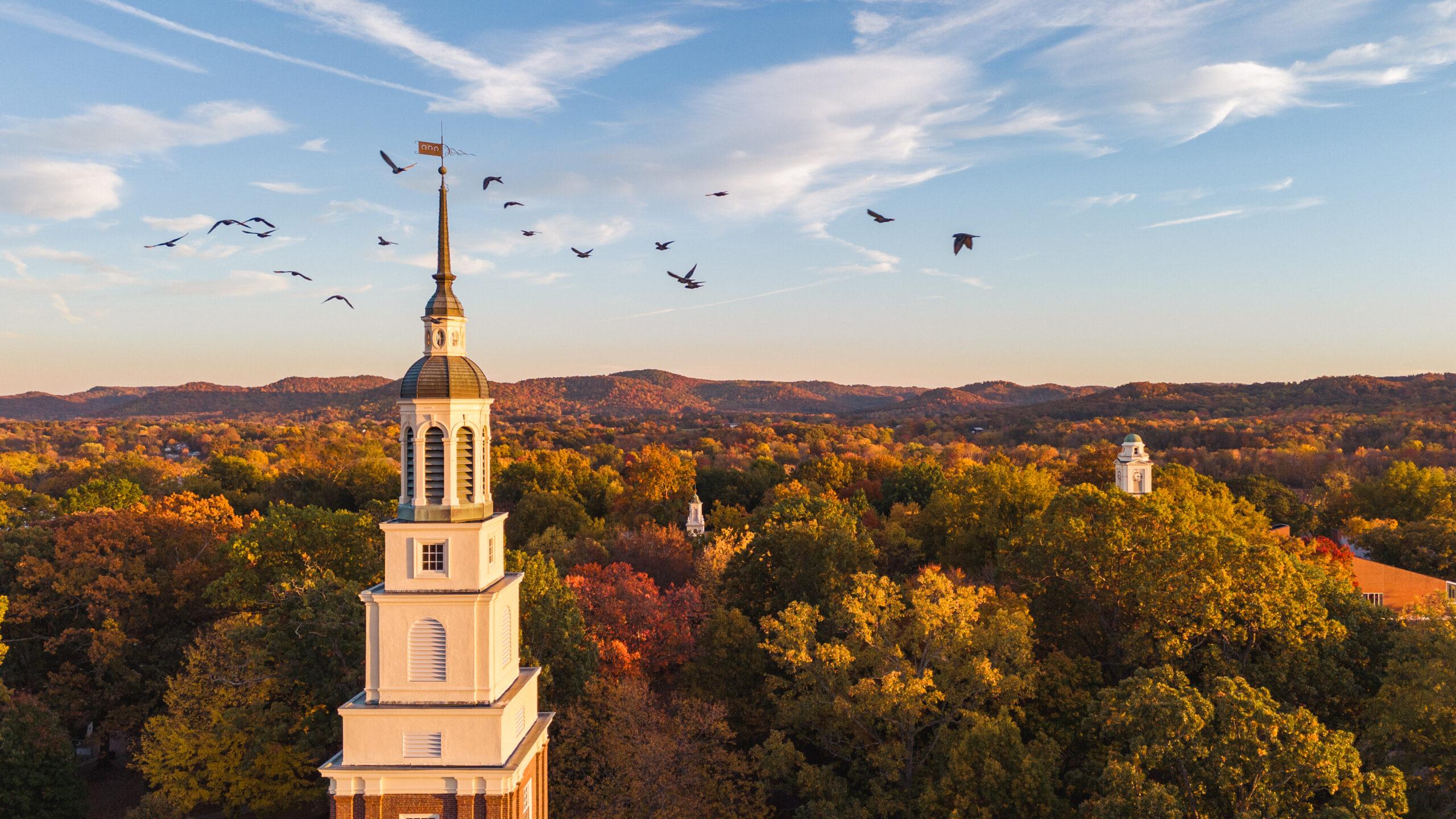 Berea College campus aerial fall