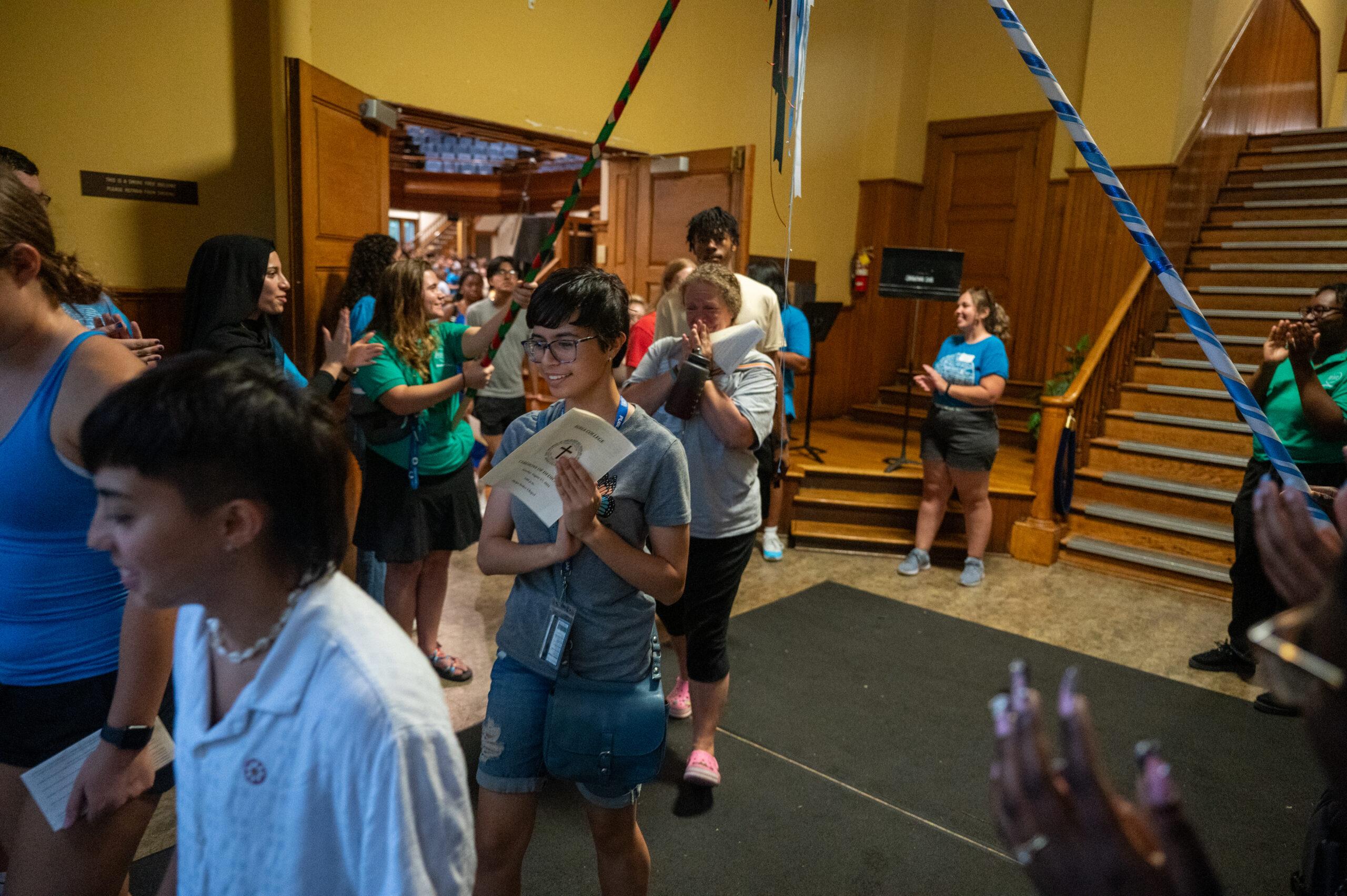 Students exit Phelps Stokes Chapel for the Quad activities after the Ceremony of Dedication.